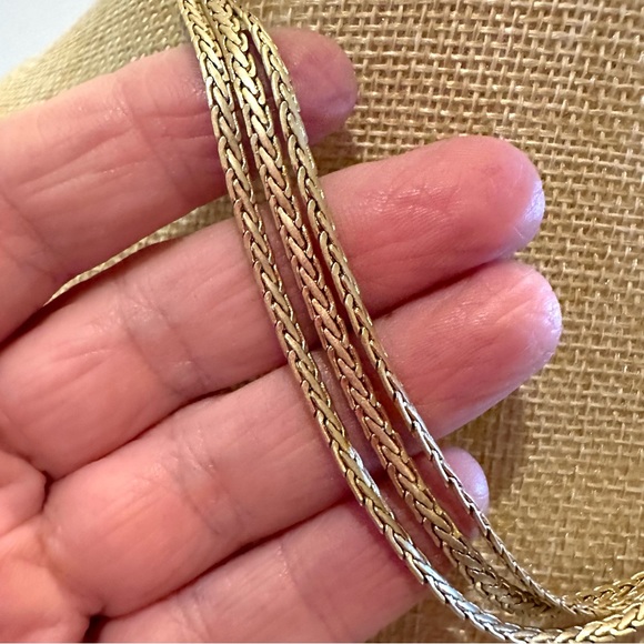 Lia Sophia Necklace gold tone triple strand chain w/ InfinitMe clasp - Picture 6 of 11